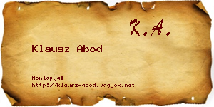 Klausz Abod névjegykártya